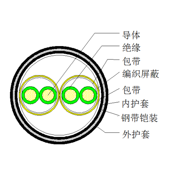 銅芯聚乙烯絕緣編織分屏蔽 鋼帶鎧裝聚氯乙烯護(hù)套計算機(jī)電纜-DJYPV22-300/500V