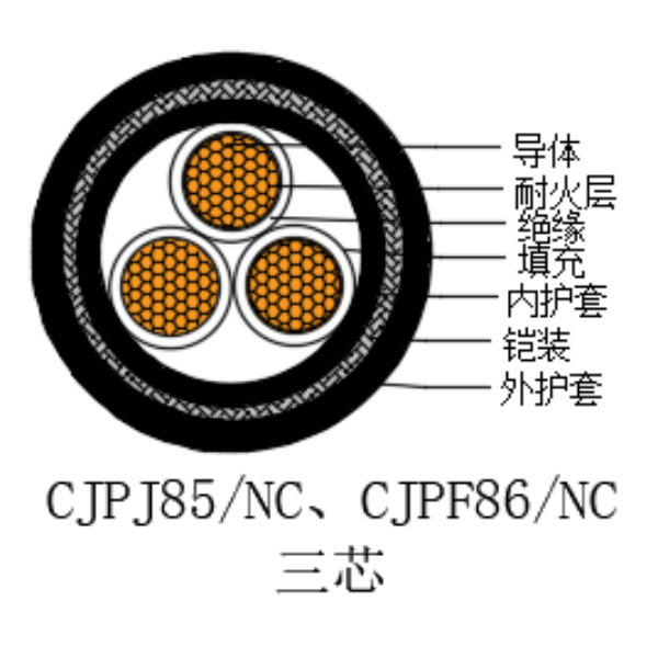 銅芯交聯(lián)聚乙烯絕緣低煙無(wú)鹵耐火船用電力電纜-CJPJ85/NC-0.6/1kV、CJPF86/NC-0.6/1kV